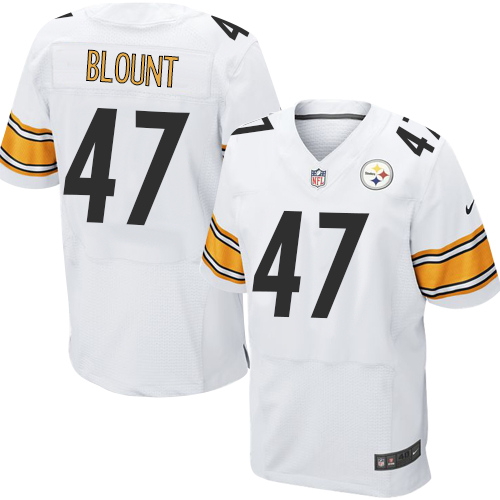 Men's Elite Mel Blount Nike Jersey White Road - #47 NFL Pittsburgh Steelers